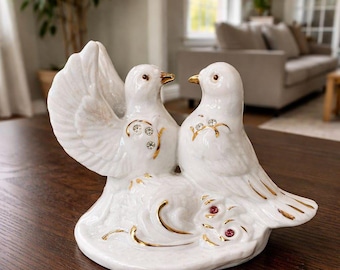 ヴィンテージの陶器の鳥、鳩のつがい - Etsy 日本