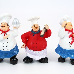 Chef Figurine Set French Bistro Decoration Interior Home/Restaurant Coffee Shop Gift Idea Decorative Kitchen Fat Decor Dining Room Character