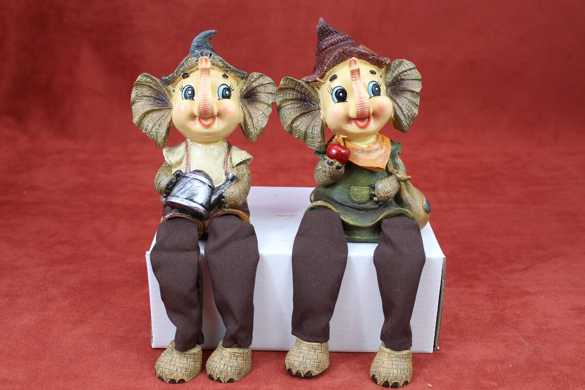 Shelf Sitter Elephant Statue Dangling Legs Figurine Home Etsy