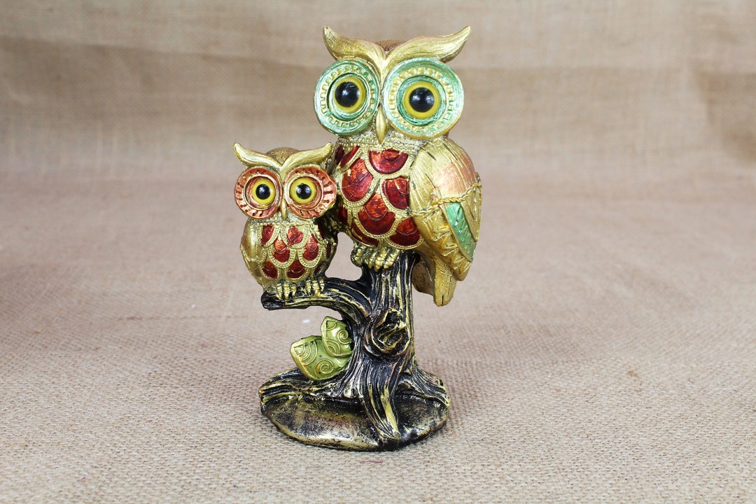 Gold Owl Figurine Bird Sculpture Home Décor Collectible Sculpture
