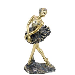 Ballerina Figurine Girl Vintage Home Decor Bronze Colour Sculpture Gift Dancer Ballet Statue Classic Dance Handmade Gift Dancer Home Decor