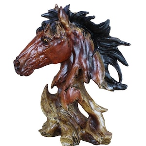 Horse Head Sculpture Art Stallion Home Decor Figurine Gift For Mom Father Decorative Animal Lover Resin Horse Lover Gift Western Realistic