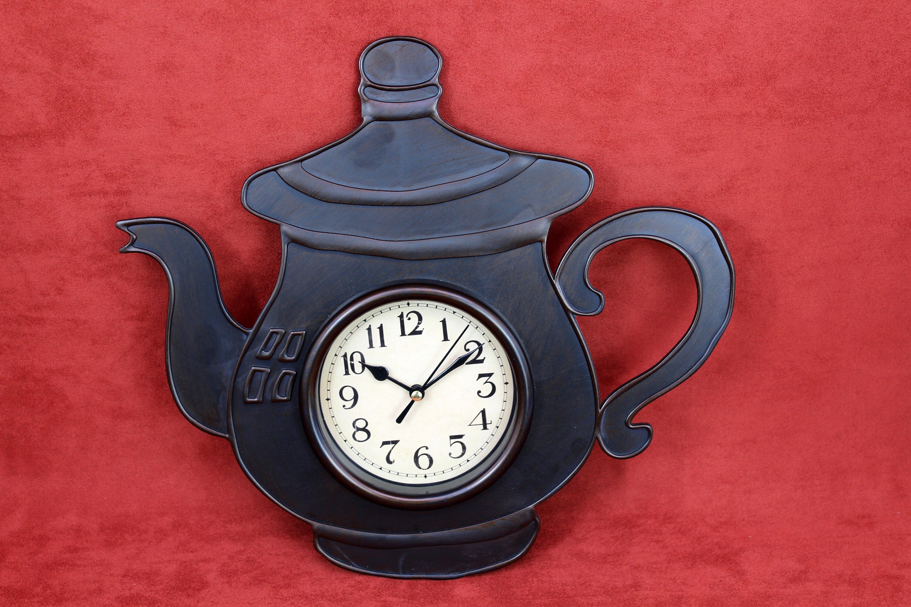 Wall Clock Kitchen Home Decor Retro Decorative Black Teapot Etsy UK