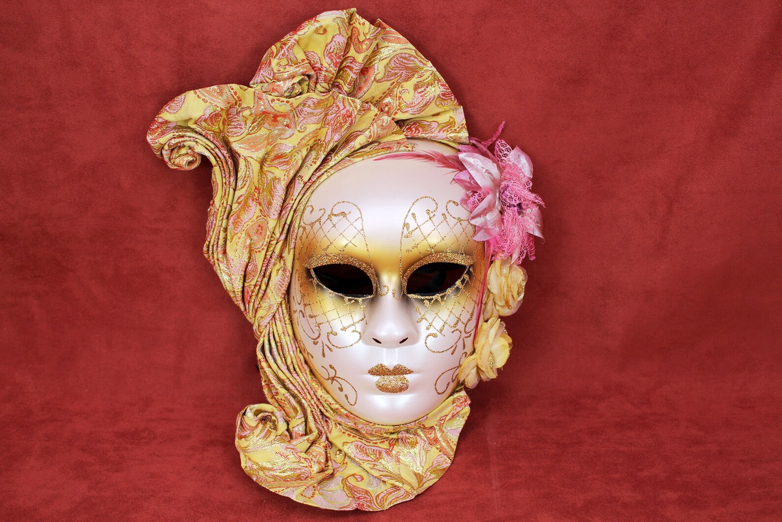 Wall Hanging Mask Gold Face Decoration Handmade Party Etsy
