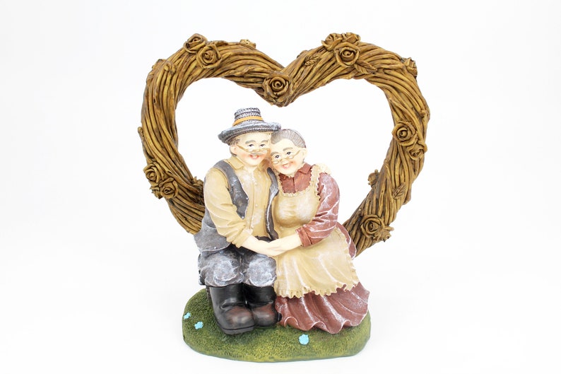 Elderly Couple Grandma Grandpa Hart Statue Woman and Man Etsy