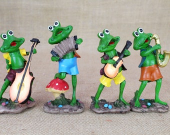 Frosch-Figuren grüne Spieluhr Band-Kröte, Sammler Musiker Band Wohnkultur Hand malen Frosch Dekorationen Spielinstrumente Schreibtisch