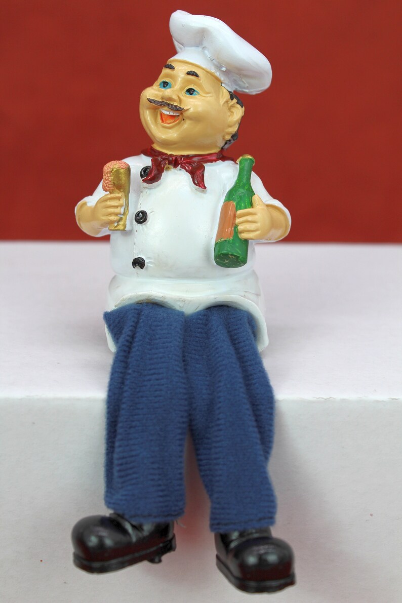 Chef Figurine Set of 4 Polyresin Shelf Sitter Home Decor Hand Etsy