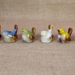 Pigeons Figurines Dove Set Vintage Bird Miniature 6 Ceramic Art Vintage Home Decor
