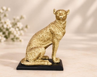 Gold Leopard Skulptur: Antikes Finish Dschungel Dekor