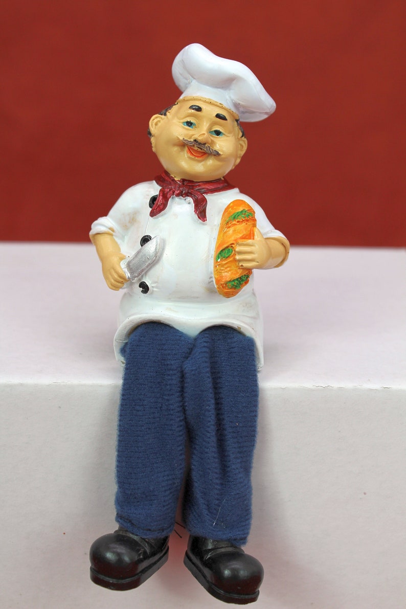 Chef Figurine Set of 4 Polyresin Shelf Sitter Home Decor Hand Etsy
