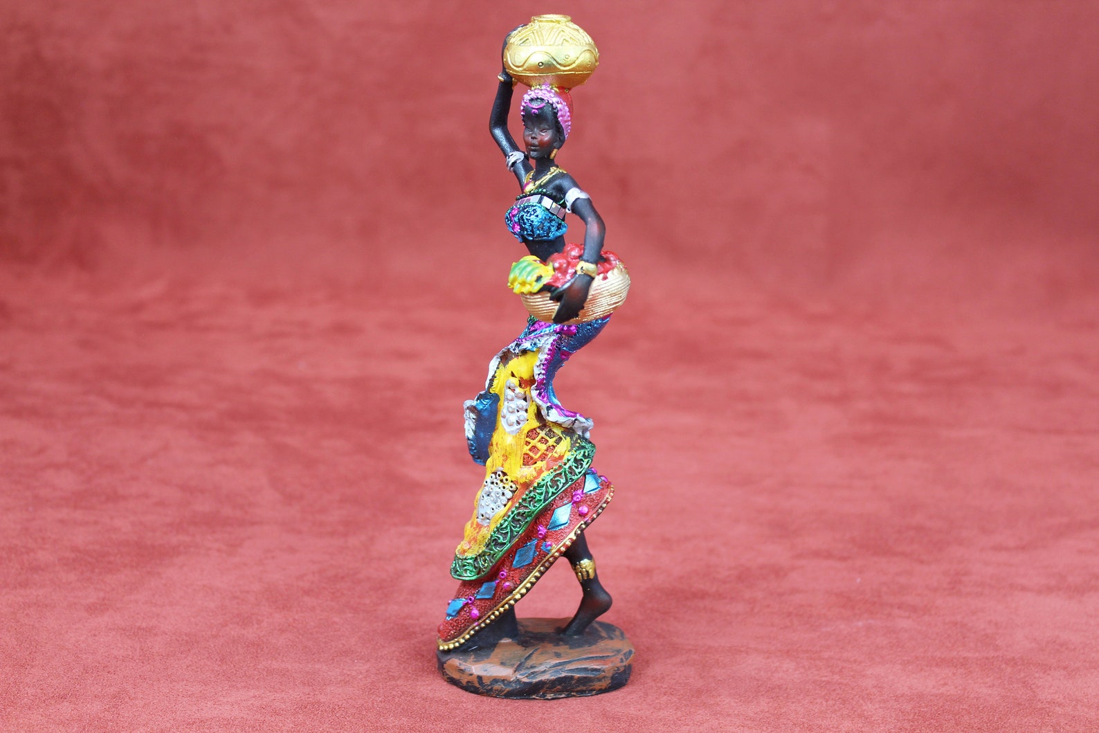 African Woman Statue Vintage Traditional Figurine Tribal Black Etsy