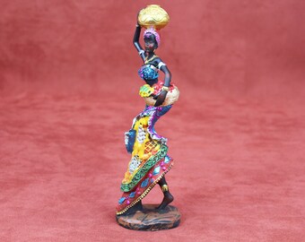 perfk 2 PiecesResin Mestiere Africano Lady Figurine Scultura di Arte Tribale Donne Statua per Desktop Kneel Sitting a Free Standing perfk 2 PiecesResin Mestiere Africano Lady Figurine Scultura di Arte Tribale Donne Statua per Desktop Kneel Sitting a Free Standing