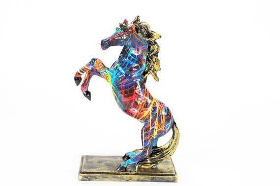 Wild Horse Stallion Statue Resin Figurine Art Mens Gift Home Office Desk  Decor