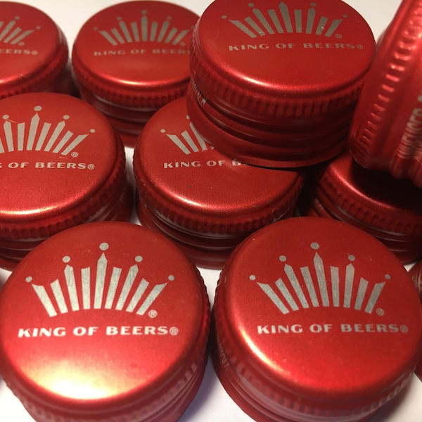 BUDWEISER Aluminum "King of Beers"  Screw Top Hat Beer Bottle Caps 50 NO DENTS