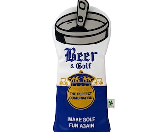 Beer Can (Beer and Golf) - Driver Head Cover - Limited Edition Tour Quality Golf Club Cover - Style and Customize Your Golf Bag