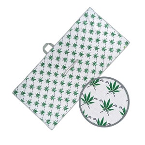 Golf Waffle Towel  - Herbal Accuracy Pattern - Dual Hanging System Light Weight Premium Printed Microfiber