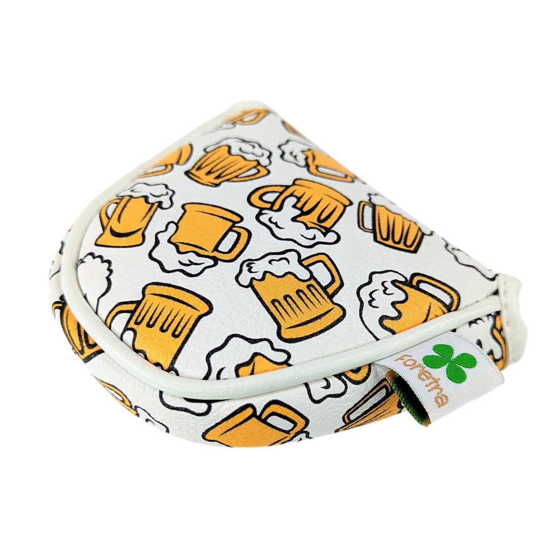 BEER MUGS Patern Putter Headcover Made With PU Leather and Closure for Mallet Style