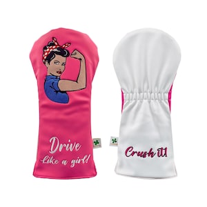 Drive Like a Girl - Lustige & stilvolle Damen Chauffeur-Headcover | Passend für 460ccm Fahrer | Snug Passform | Tolles Geschenk für Golfer die es lieben
