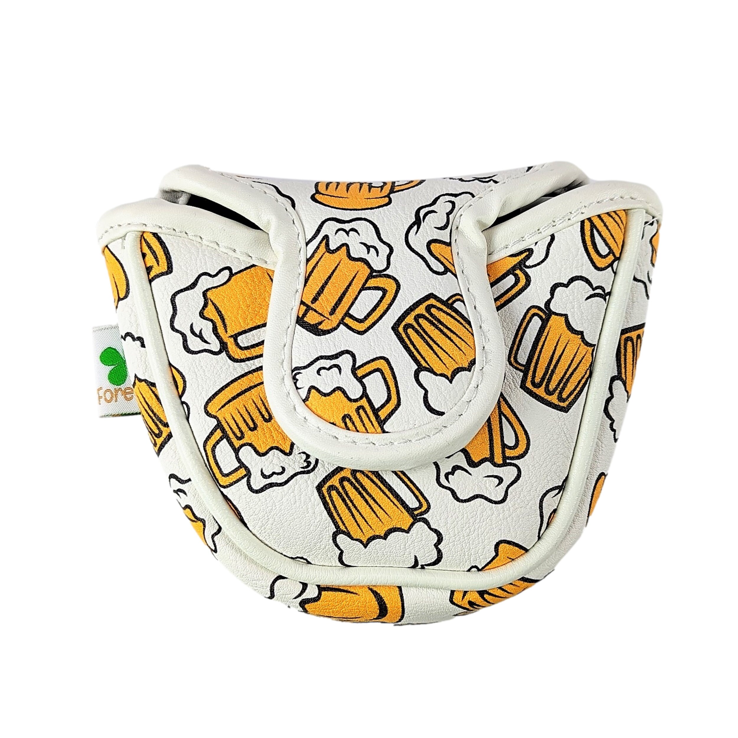 BEER MUGS Patern Putter Headcover Made With PU Leather and Closure for Mallet Style