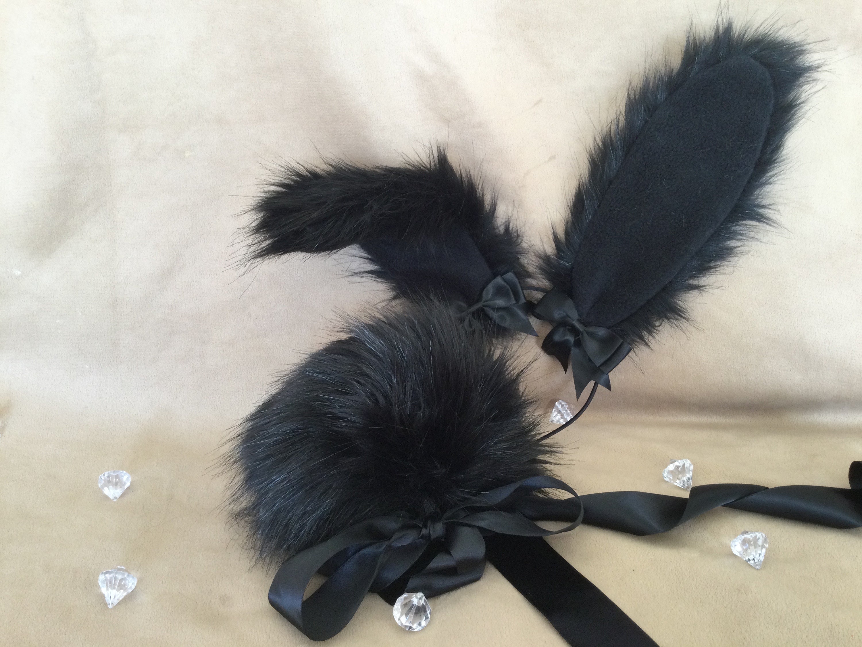 Sexy Black Bunny Petit Set., Neko, Goth, Bunnyplay, Costume Tail & Ears