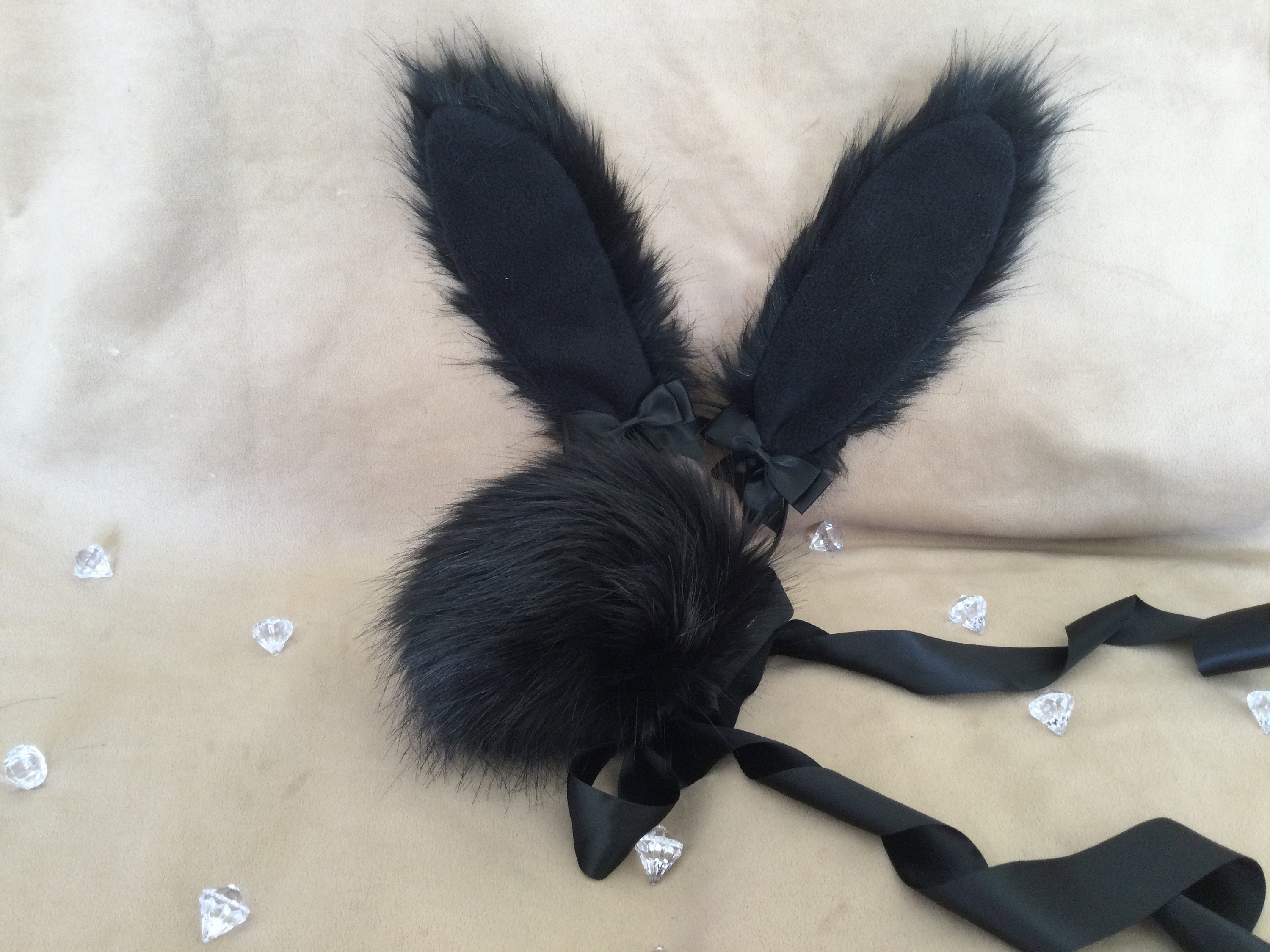 Sexy Black Bunny Petit Set., Neko, Goth, Bunnyplay, Costume Tail & Ears