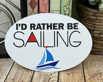 I'd Rather Be Sailing Car Magnet, Car Decor, Bling For Your Car