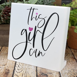 This Girl Can Wood Desktop Sign: Motivational Gift