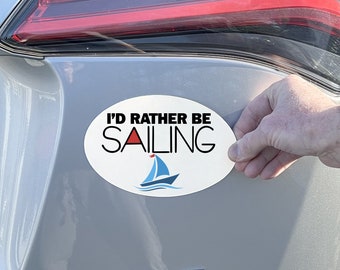 I'd Rather Be Sailing Car Magnet, Car Decor, Bling For Your Car