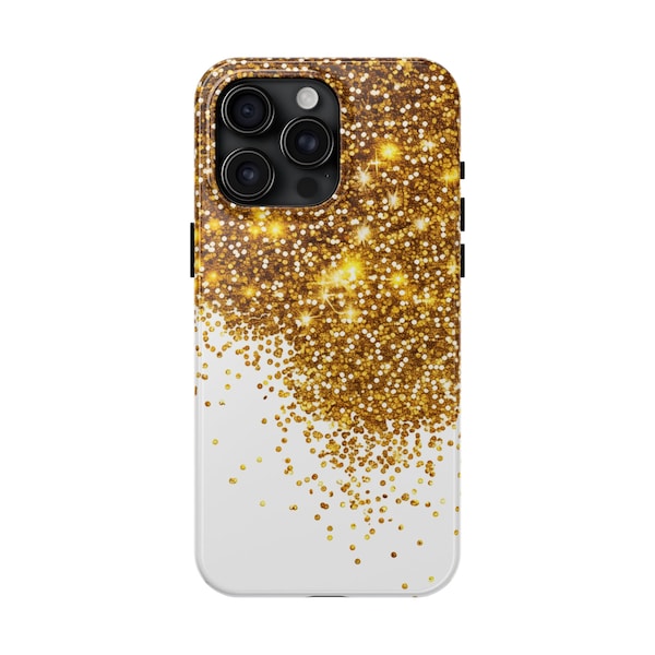 Gold Glitter iPhone Tough Case - Gold Glitter Protection for iPhone 7/8/X/11/12/13/14/15 & More