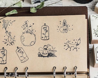 Little Prince Rubber Stamp: Fairy Tale Wooden Stamp