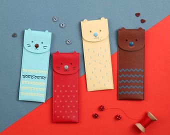 Toffeenut Bear Pencil Case: PU Leather Stationery Organizer