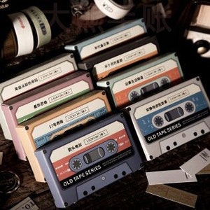 Oude cassettedoos washitape-collectie | Vintage Washi-afplaktape | Notes-washitape-set | Afplaktape afdrukken | Staven Art WashiTape |