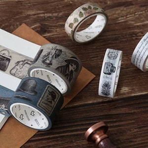 Old Times Washi Tape Collection XL 30mm | Vintage Clothing Masking Tape | Victoria Style Map Washi Tapes Set | Fashion Washi Masking Tape