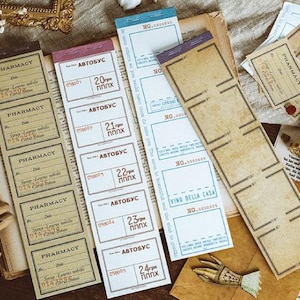 Collection de blocs-notes antiques pour billets de banque | Bloc-notes avec timbre postal | Pack de pense-bêtes avec coupon Ice |  Post-it pour pharmacie | Note pour les billets de train