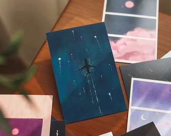 Set de postales de galaxia (30 piezas): Arte romántico de luna y cielo
