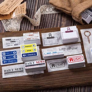 Urlaub Serie Holzstempel Set | Stempel Gummi Gepäckanhänger | Holz-Kautschuk Siegel | Sammelalbum Stempel | Reise-Notizbuch Stempel | Fluglinie Stempel |