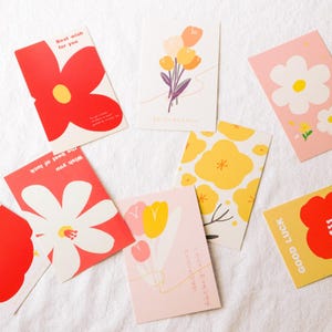 Collezione di cartoline Little Red Flower (30 pezzi) / Set di cartoline Yellow Flower / Cartolina Succulente White Flower / Cartolina Natura con fiori e piante da appartamento