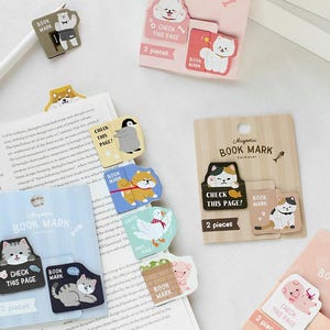 Colección de marcadores magnéticos de animales de dibujos animados / Notas de memoria con imán de Shiba / Notas reutilizables Oso blanco Pingüino Cerdo / Lindo juego de notas magnéticas de mascotas
