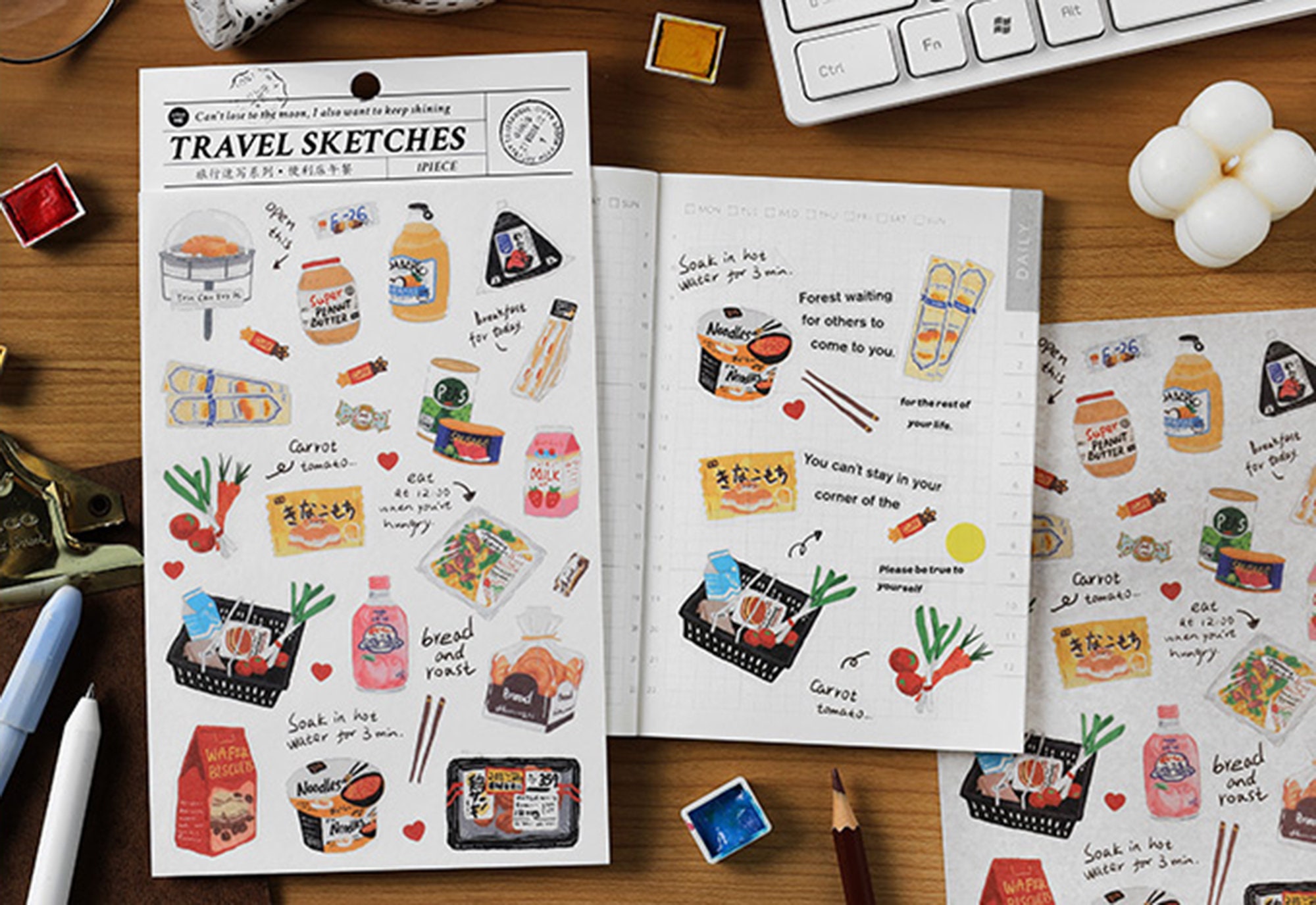 Travel Sketch Stickers: Suitcase, Coffee Shop, Amenities - Etsy