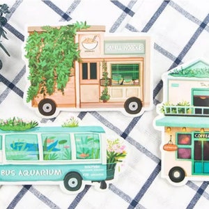 Collection de cartes postales mobiles pour boutique (30 pièces) | de cartes postales Food Truck | Carte de voeux de dessin à la main | postale de fin gourmet | Carte mémo en forme de camion