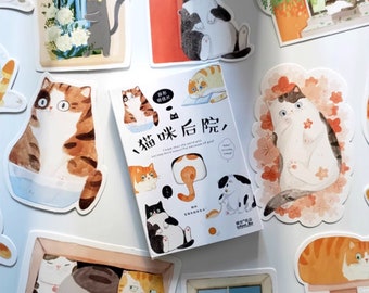 Collectie ansichtkaarten kattentuin (30 st) | Fat Cat schattige kaartenset | Handgetekende kat ansichtkaartenpakket | Kleine kittenkaart | Kitty-memokaartenset