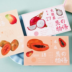 Fruit Party Postcard Collection (30pc) | Realistic Fruit Post Cards Set | Hand Drawing Greeting Card | Fruit Postcard | Wild Fruit Card Memo