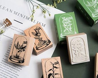 Botanical Wooden Stamp: Wishing Bottle Plant Rubber Seal