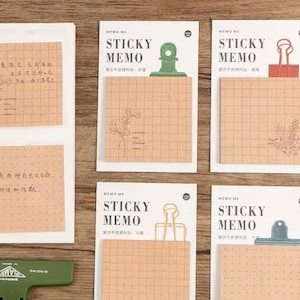 Juego de notas adhesivas de papel kraft: blocs de notas cuadrados de 63 mm