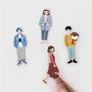 Characters Embroidery Sticker Set | Couple Patch | Hand Decoration Stickers | Japanese Stickers | Icon Patch Cute | Cool Patch Phone Sticker