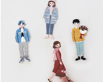 Ensemble d'écussons de broderie personnages : Couples appliqués thermocollants