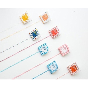Painted Shapes Washi Tape Collection Slim | Water Color Pattern Deco Masking Tape | Washi Tapes Set | Boxed Masking Tapes | Colorful tapes
