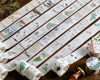 Garden Plant Washi Tape Collection: Scrapbook Masking Tape (Set of 8)