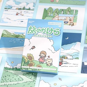 Colección de postales de memoria de desechos de viaje (30 piezas) / Juego de postales nevadas de Japón / Tarjeta de felicitación de dibujos animados / Memo de postal decorado con girasoles de invierno