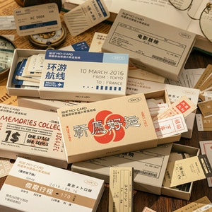 Stickers japonais rétro | Stickers billets de voyage | Autocollants de gare routière | autocollant inscriptible | Feuille d'autocollants pour agenda | Sticker pour ordinateur portable